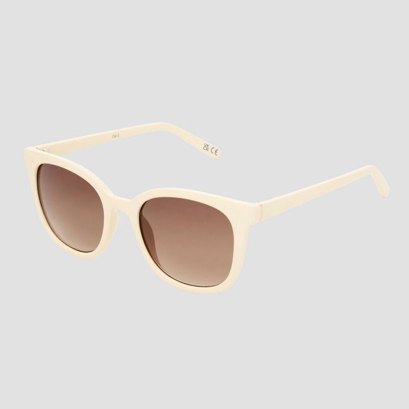 slide 3 of 4, Women's Shiny Plastic Square Sunglasses with Gradient Lenses - Universal Thread™ Ivory: Scratch-Resistant, UV Protection, 1 ct