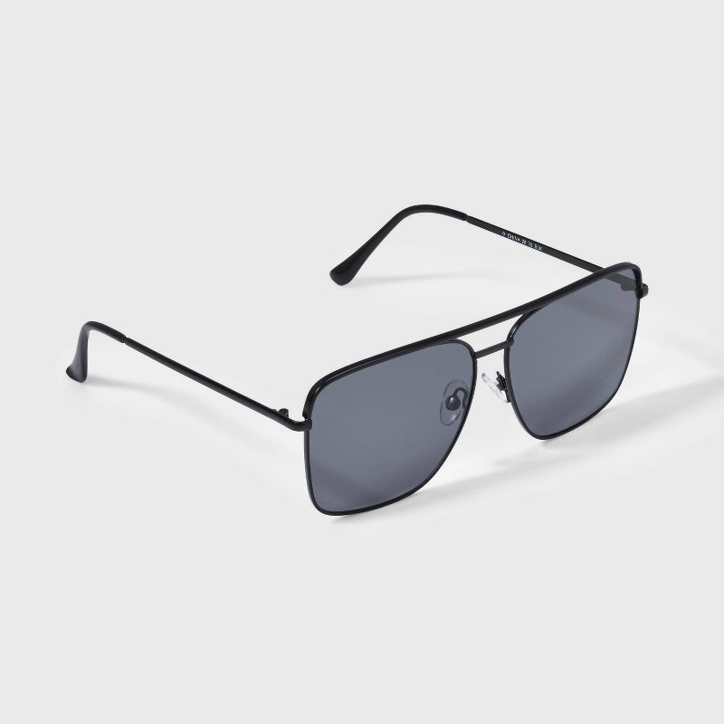 slide 2 of 4, Women's Satin Metal Aviator Sunglasses - Universal Thread™ Black: Scratch-Resistant, UV Protection, Recycled Metal, 1 ct