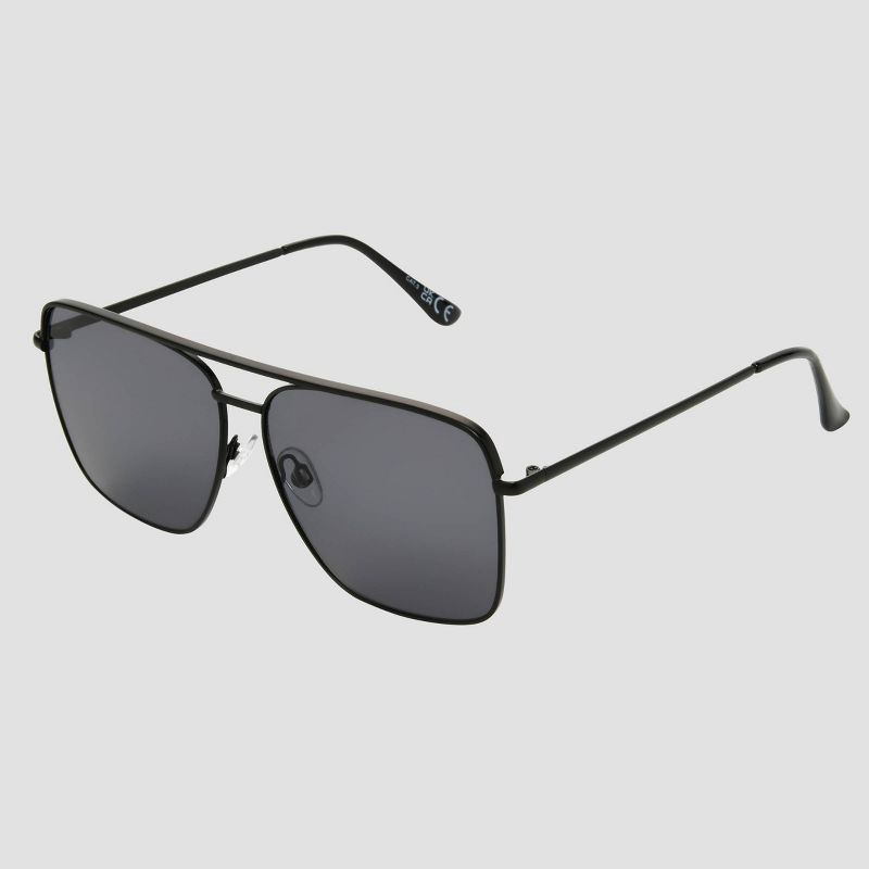 slide 3 of 4, Women's Satin Metal Aviator Sunglasses - Universal Thread™ Black: Scratch-Resistant, UV Protection, Recycled Metal, 1 ct
