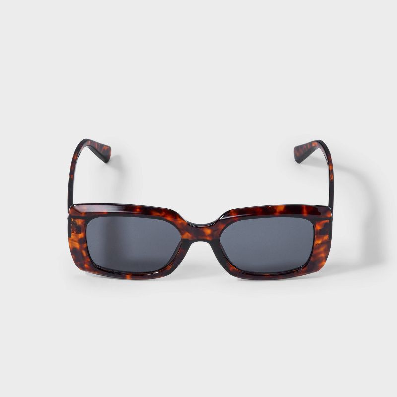 slide 1 of 3, Womens Shiny Plastic Square Sunglasses - Universal Thread™ Tortoise Brown: Scratch-Resistant, UV Protection, 1 ct
