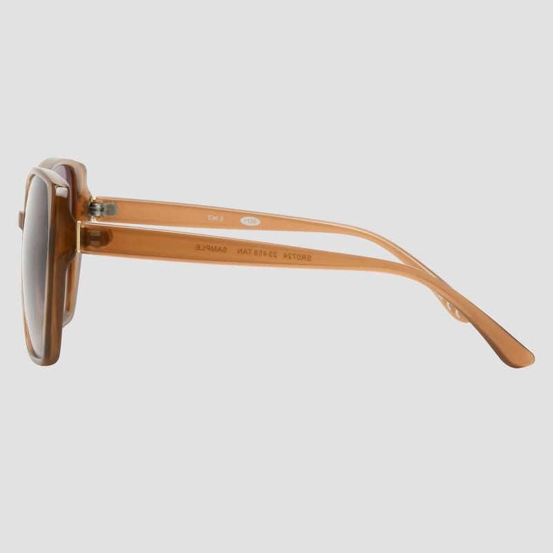 slide 4 of 4, Womens Shiny Plastic Square Sunglasses - Universal Thread™ Tan: Scratch-Resistant, UV Protection, 1 ct