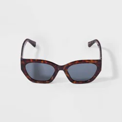 Women's Shiny Plastic Cateye Sunglasses - Universal Thread™ Tortoise Brown: Scratch-Resistant, UV Protection, Recycled Frame