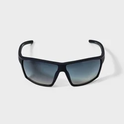 Men's Rubberized Plastic Wrap Sport Sunglasses with Gradient Lenses - All In Motion™ Black: Scratch-Resistant, UV Protection