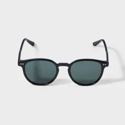 Men's Plastic Round with Gray Lens Sunglasses - Goodfellow & Co™ Black: Maximum UV Protection, Impact-Resistant