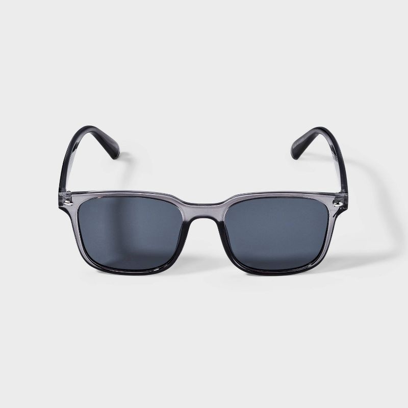 slide 1 of 2, Men's Plastic Crystal Square Sunglasses - Goodfellow & Co™ Gray: Impact-Resistant, UV Protection, 1 ct