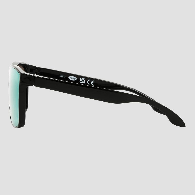 slide 4 of 4, Men's Shiny Plastic Shield Sunglasses - Original Use™ Black/Red: Scratch-Resistant, UV Protection, 1 ct