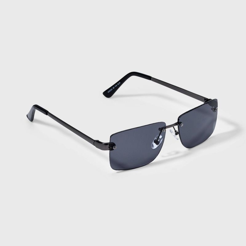 slide 2 of 3, Men's Satin Gunmetal Rectangle Sunglasses - Original Use™ Gray: Scratch-Resistant, UV Protection, 1 ct