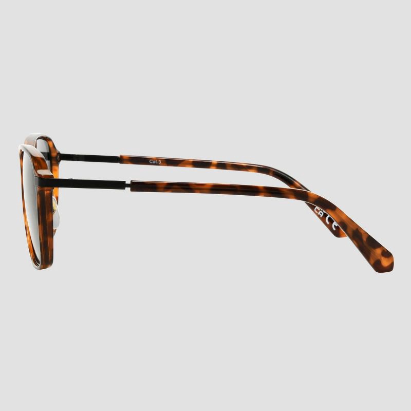 slide 3 of 3, Men's Shiny Plastic Combo Square Sunglasses - Original Use™ Tortoise Brown: Scratch-Resistant, UV Protection, 1 ct