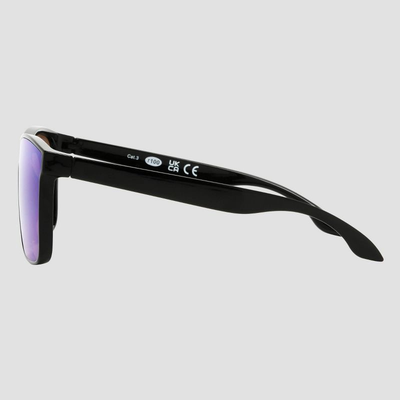 slide 4 of 4, Men's Shiny Plastic Shield Sunglasses - Original Use™ Black: Scratch-Resistant, UV Protection, Recycled Material, 1 ct