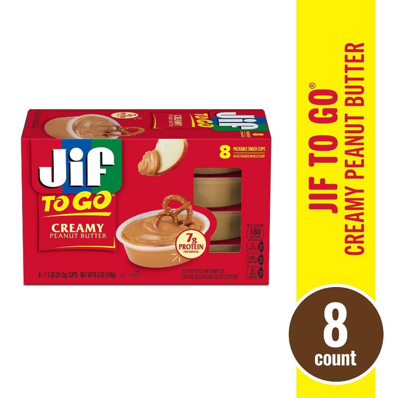 slide 3 of 9, Jif To-Go Creamy Peanut Butter - 8.8oz/8ct, 8 ct; 8.8 oz