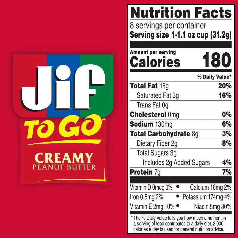slide 5 of 9, Jif To-Go Creamy Peanut Butter - 8.8oz/8ct, 8 ct; 8.8 oz