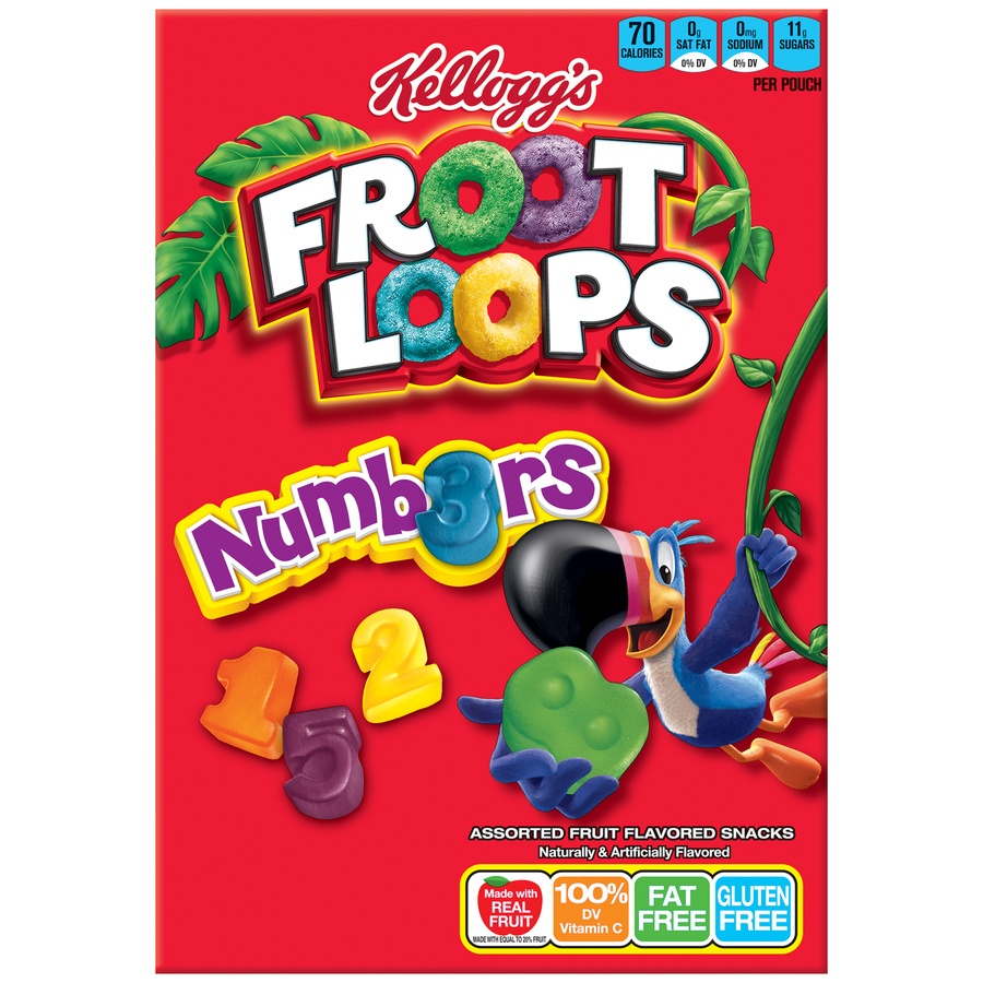 slide 1 of 4, Kellogg's Froot Loops Numbers Fruit Flavored Snacks, 8 oz