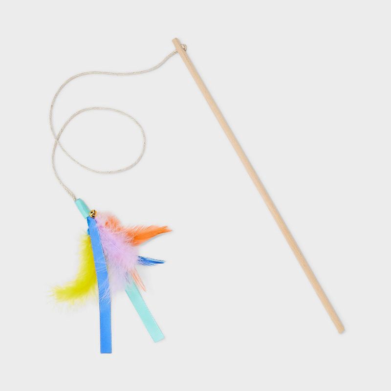 slide 1 of 3, 15.6" Feather Wand Cat Toy - Boots & Barkley™, 1 ct