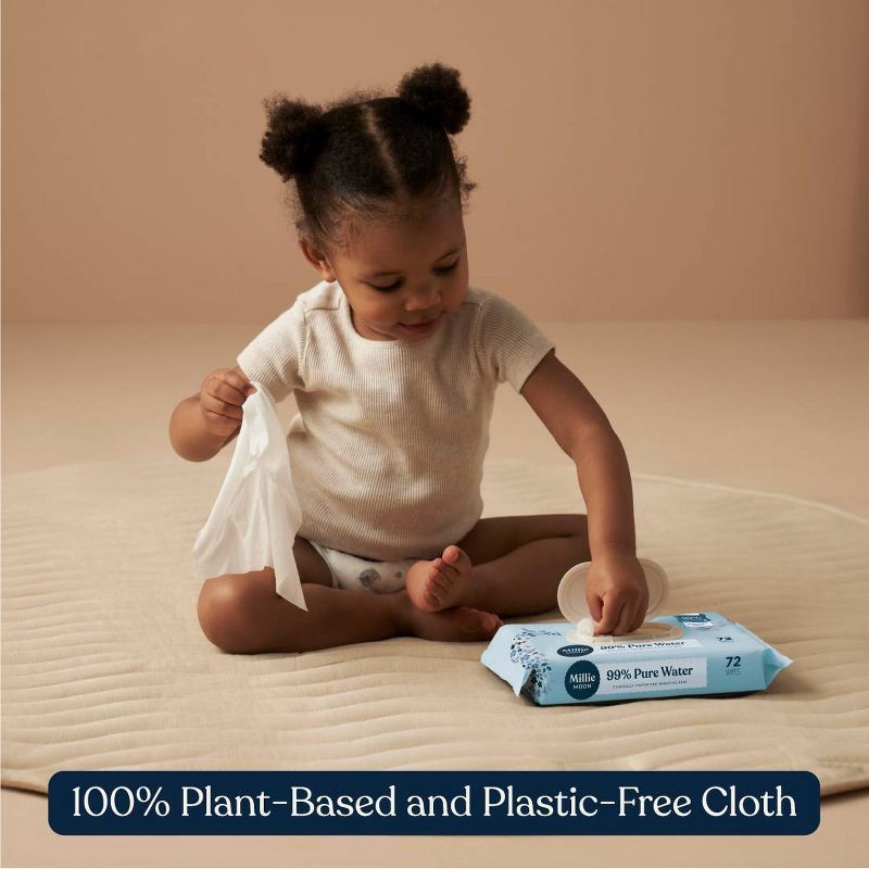 slide 3 of 6, Millie Moon 99% Pure Water Baby Wipes - 576ct, 576 ct