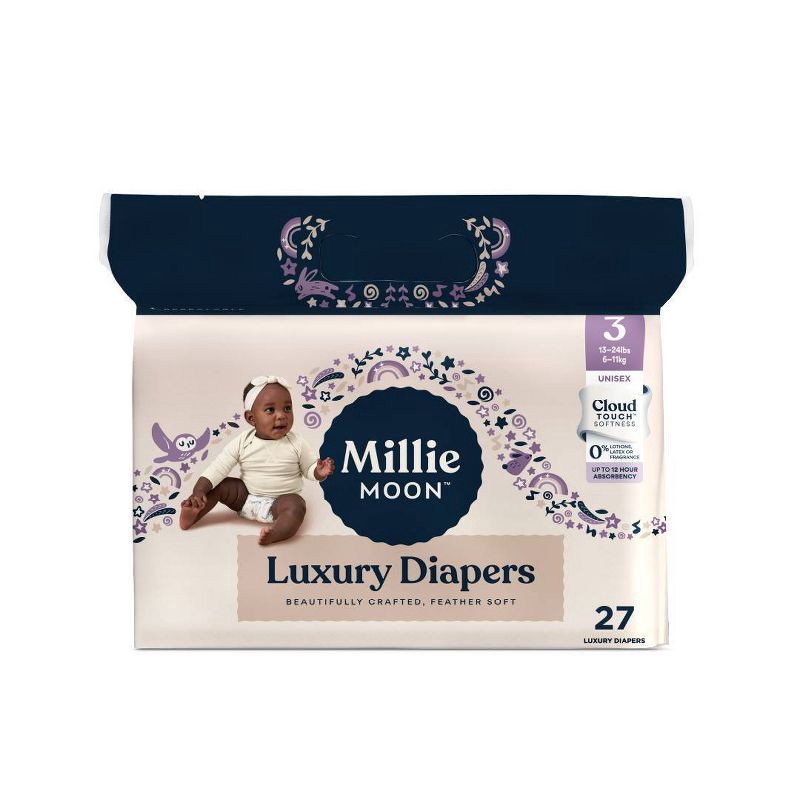 slide 1 of 10, Millie Moon Luxury Disposable Diapers - Size 3 - 27ct, 3 x 27 ct