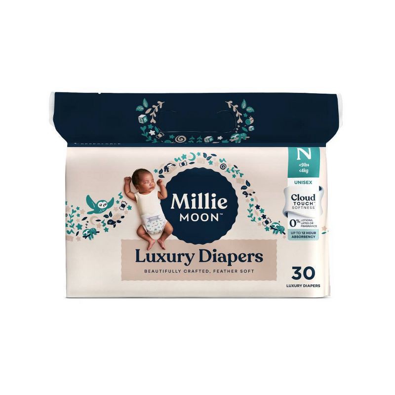 slide 1 of 10, Millie Moon Luxury Disposable Diapers - Size 0 - 30ct, 0 x 30 ct