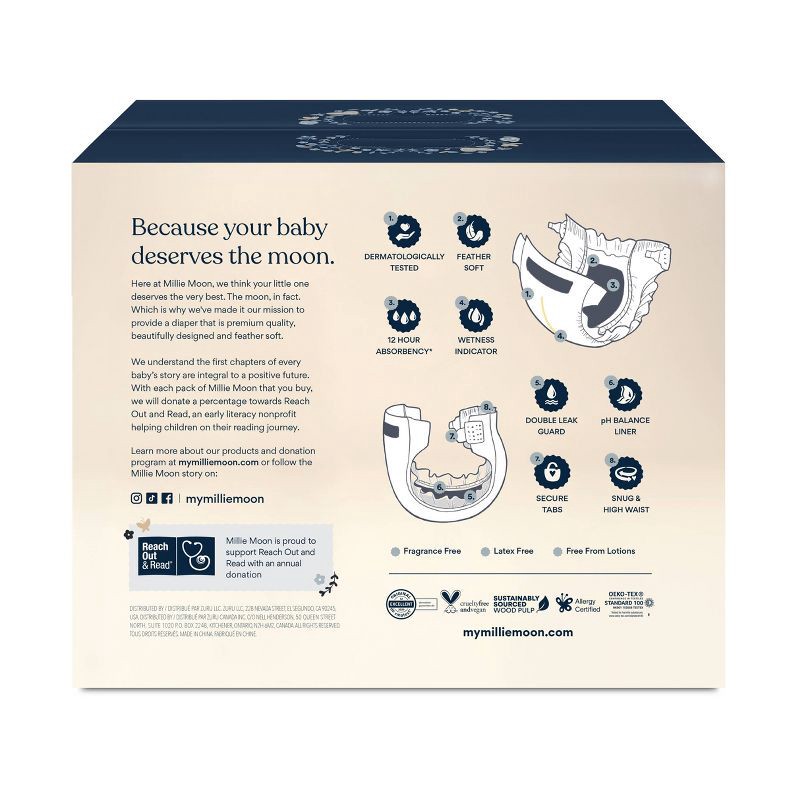 slide 2 of 10, Millie Moon Luxury Disposable Diapers - Size 2 - 31ct, 2 x 31 ct