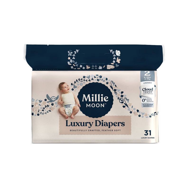 slide 1 of 10, Millie Moon Luxury Disposable Diapers - Size 2 - 31ct, 2 x 31 ct
