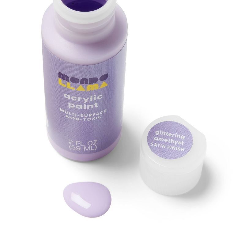 slide 2 of 3, 2oz Satin Acrylic Paint Glittering Amethyst - Mondo Llama™, 2 oz