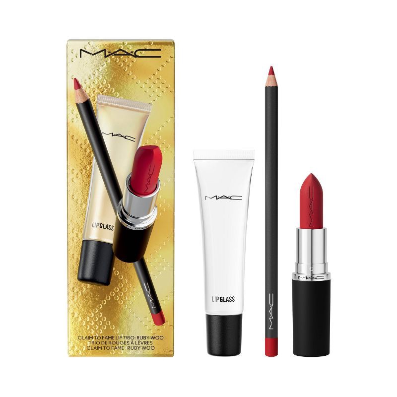 slide 3 of 7, MAC Claim To Fame Lip Trio Gift Set - Ruby Woo - 0.65oz - Ulta Beauty, 0.65 oz