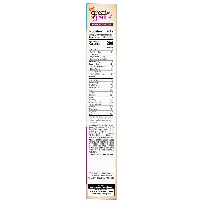 slide 9 of 10, Post Great Grains Raisins Dates & Pecans Breakfast Cereal - 19oz, 19 oz