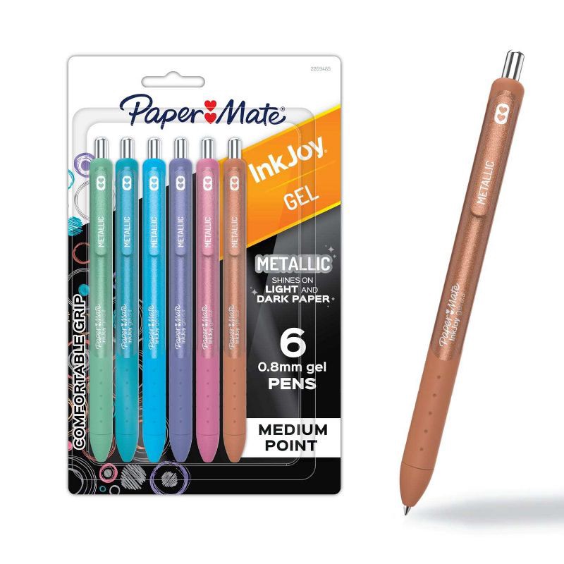 slide 1 of 8, Paper Mate Ink Joy Gel Metallic Ink Pens 6ct, 6 ct