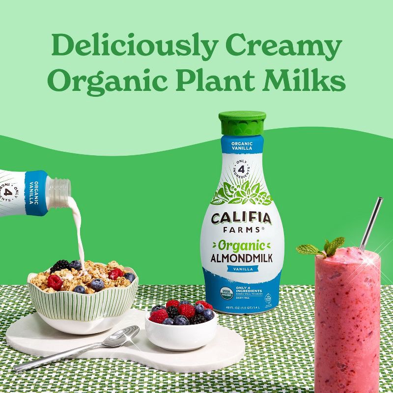 slide 5 of 9, Califia Farms Organic Vanilla Almond Milk - 48 fl oz, 48 fl oz