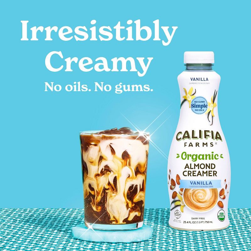 slide 3 of 9, Califia Farms Organic Vanilla Almond Milk Coffee Creamer - 25.4 fl oz, 25.4 fl oz