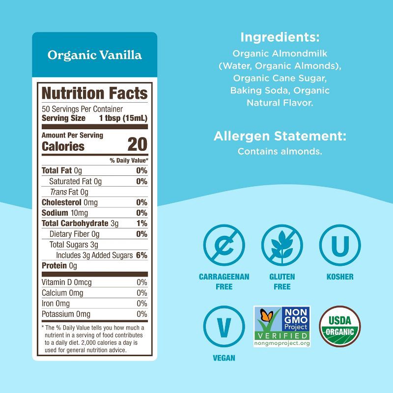 slide 6 of 9, Califia Farms Organic Vanilla Almond Milk Coffee Creamer - 25.4 fl oz, 25.4 fl oz