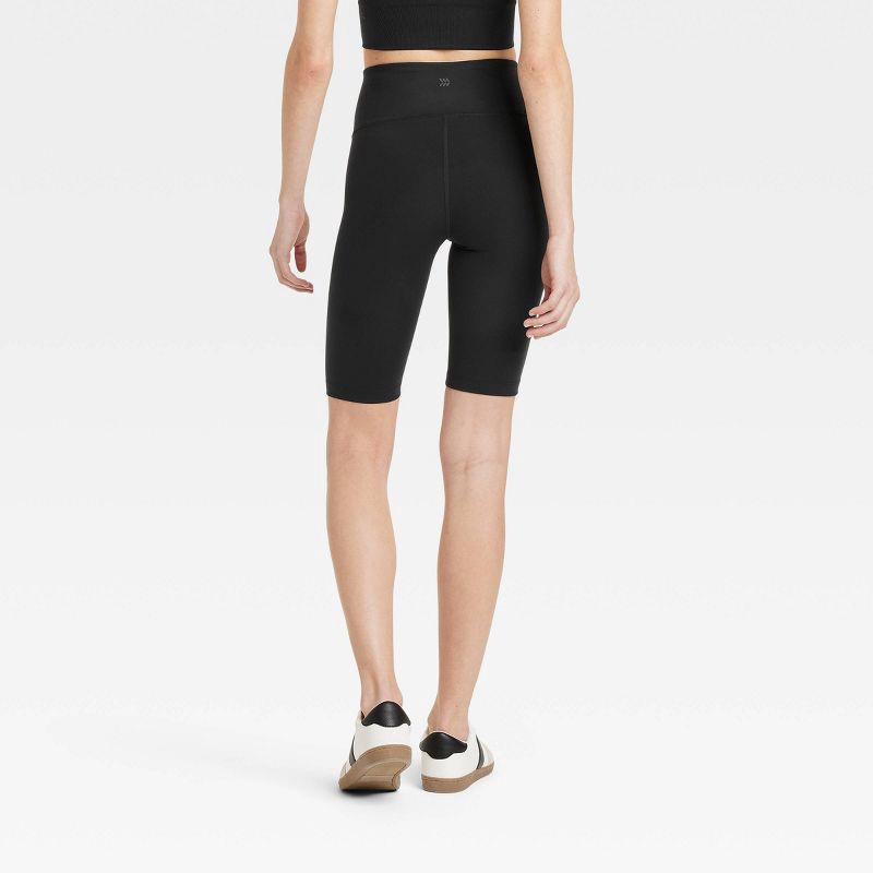 slide 2 of 5, Women's Dynamic Flex High-Rise Bike Shorts 10" - All In Motion™ Black S: Compression Fit, Moisture Wicking, UPF 50+, 1 ct