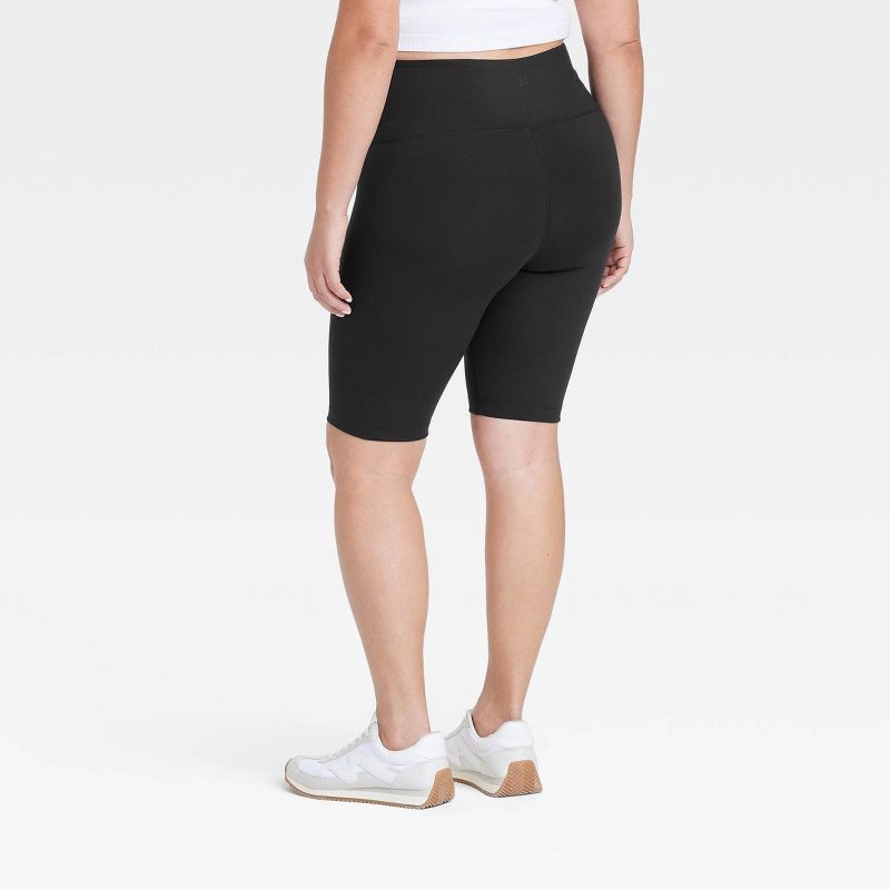 slide 4 of 5, Women's Dynamic Flex High-Rise Bike Shorts 10" - All In Motion™ Black XL: Moisture Wicking, UPF 50+, 1 ct