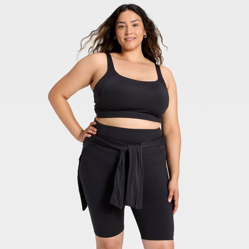 slide 3 of 4, Women's Dynamic Flex High-Rise Bike Shorts 10" - All In Motion™ Black XXL: Compression Fit, Moisture Wicking, 1 ct