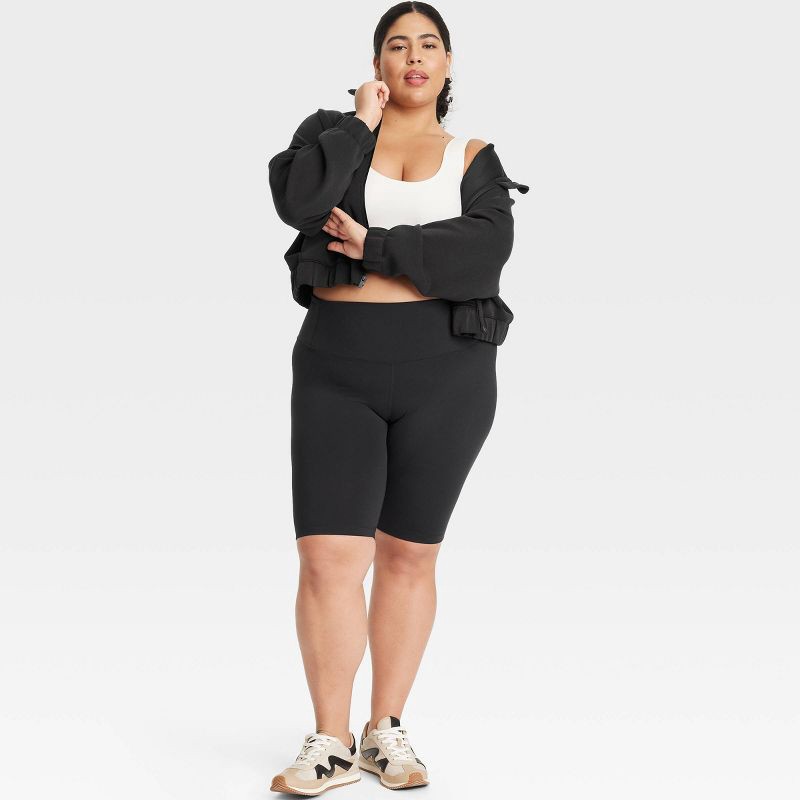 slide 4 of 4, Women's Dynamic Flex High-Rise Bike Shorts 10" - All In Motion™ Black XXL: Compression Fit, Moisture Wicking, 1 ct