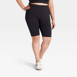 Women's Dynamic Flex High-Rise Bike Shorts 10" - All In Motion™ Black XXL: Compression Fit, Moisture Wicking
