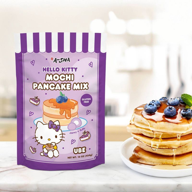 slide 6 of 7, A-Sha Foods USA A-Sha x Hello Kitty Mochi Pancake Mix Ube - 16oz, 16 oz