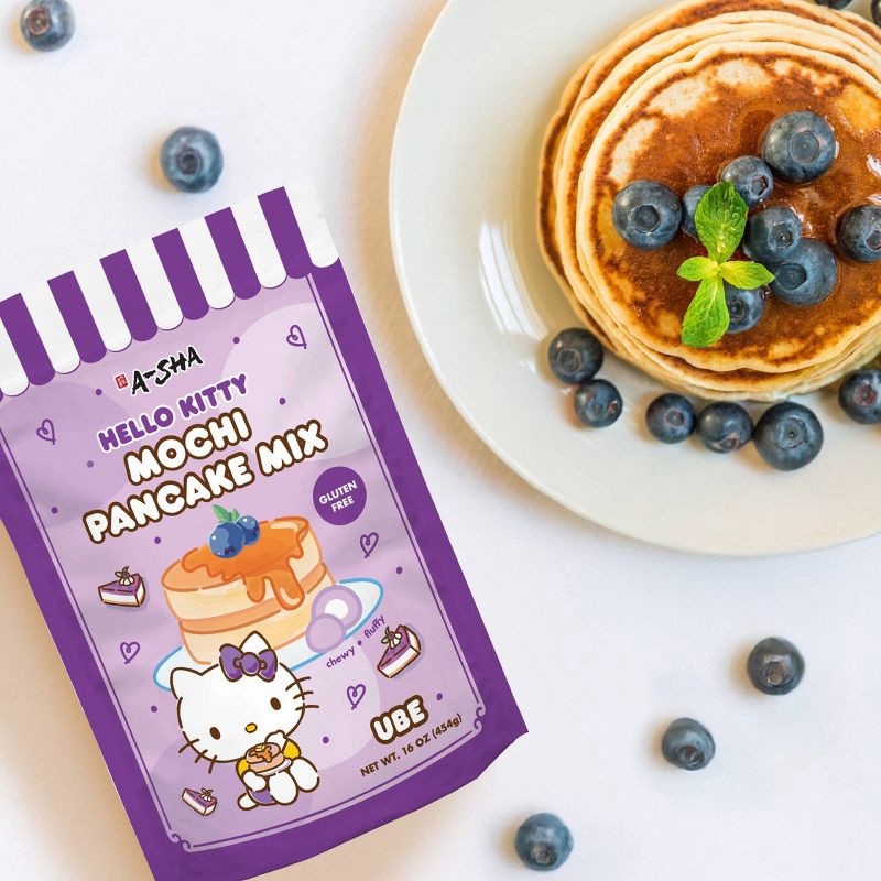 slide 7 of 7, A-Sha Foods USA A-Sha x Hello Kitty Mochi Pancake Mix Ube - 16oz, 16 oz