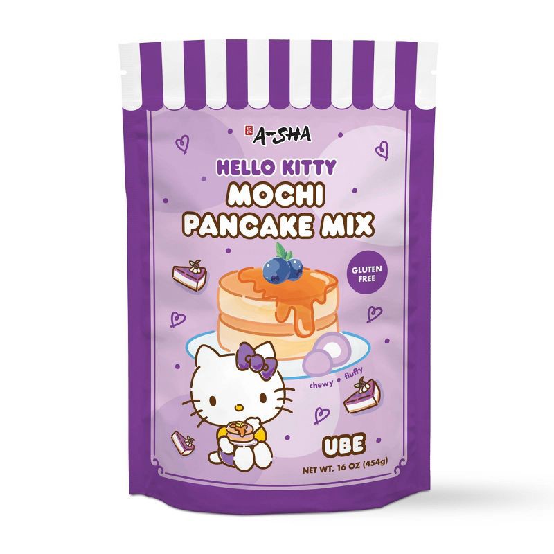 slide 1 of 7, A-Sha Foods USA A-Sha x Hello Kitty Mochi Pancake Mix Ube - 16oz, 16 oz