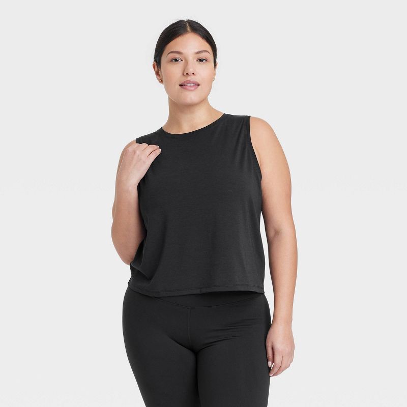slide 3 of 5, Women's Muscle Tank Top - All In Motion™ Black XS: Moisture Wicking, Quick Dry, Lightweight Jersey, 1 ct