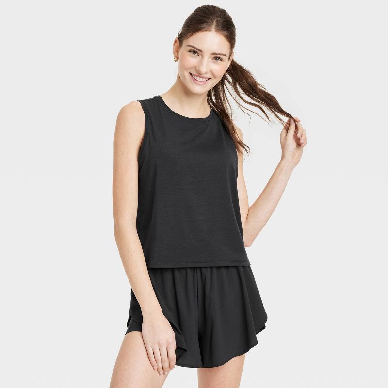 slide 5 of 5, Women's Muscle Tank Top - All In Motion™ Black XXL: Moisture Wicking, Quick Dry, Loose Fit, 1 ct