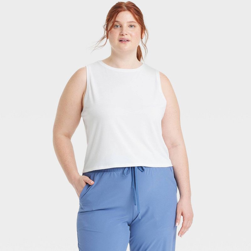 slide 3 of 5, Women's Muscle Tank Top - All In Motion™ White S: Recycled Polyester, Moisture Wicking, Quick Dry, 1 ct