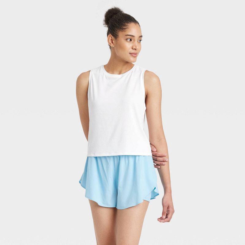 slide 1 of 5, Women's Muscle Tank Top - All In Motion™ White S: Recycled Polyester, Moisture Wicking, Quick Dry, 1 ct