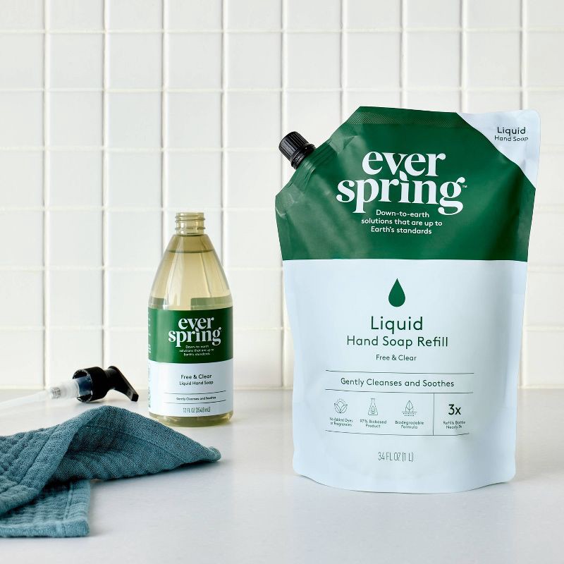 slide 2 of 4, Liquid Hand Soap Refill - Free and Clear - 34 fl oz - Everspring™, 34 fl oz