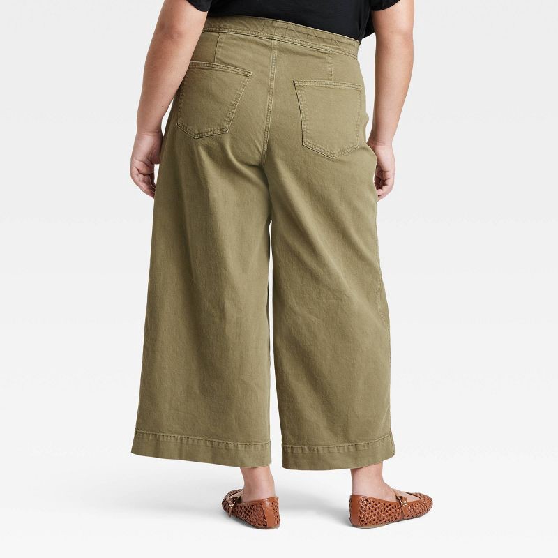 slide 2 of 3, Women's Smart High-Rise Wide Leg Jeans - Ava & Viv™ Olive Green 17: Cotton Denim, Relaxed Fit, Ankle Length, 1 ct