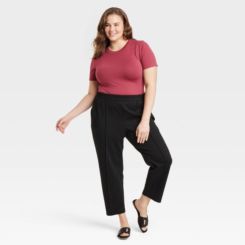 slide 3 of 3, Women's Slim Fit Short Sleeve Seamless Baby T-Shirt - A New Day™ Dark Pink XXL: Lightweight Nylon-Spandex Pullover, Crew Neck, Below Waist, 1 ct