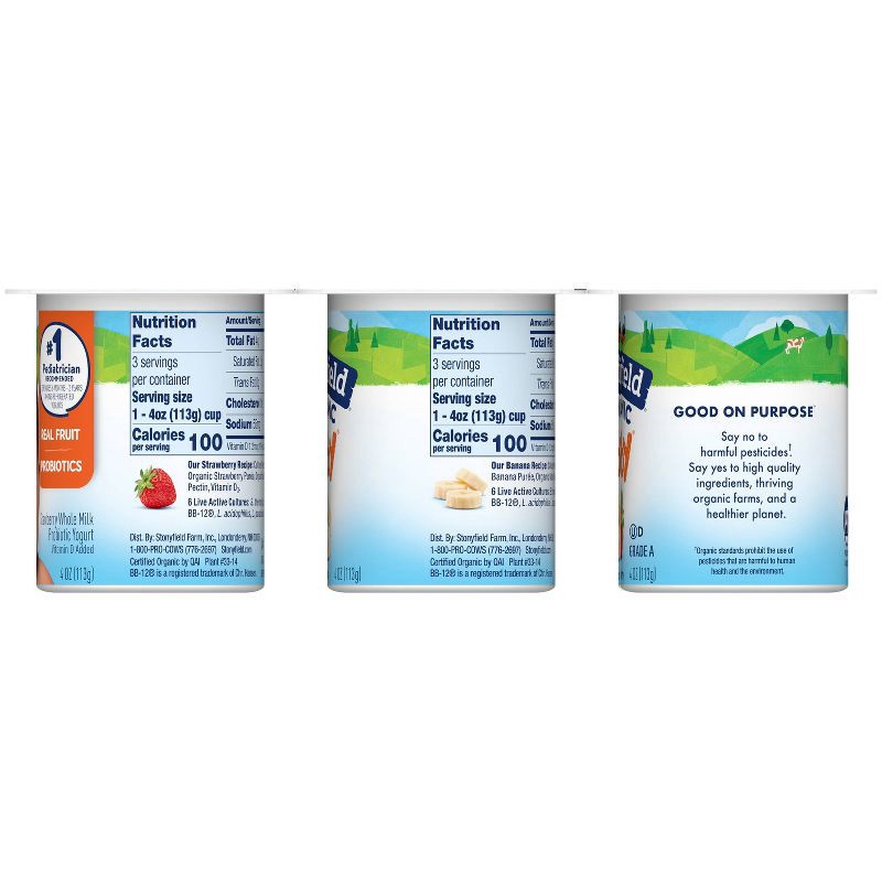 slide 6 of 9, Stonyfield Organic YoBaby Whole Milk Baby Yogurt Cups Banana and Strawberry - 24oz/6ct, 6 ct; 24 oz