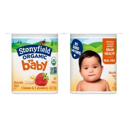 Stonyfield Organic YoBaby Whole Milk Baby Yogurt Cups Banana and Strawberry - 24oz/6ct