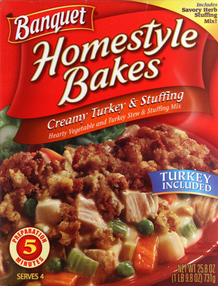 slide 4 of 4, Banquet Homestyle Bakes Creamy Turkey & Stuffing, 1 ct