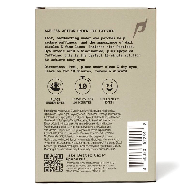slide 10 of 10, Papatui Men's Paraben-Free Niacinamide, Hyaluronic Acid and Caffeine Under Eye Patches - Unscented - 6 ct, 6 ct