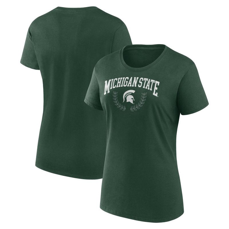 slide 1 of 3, NCAA Michigan State Spartans Women's Crew Neck T-Shirt - L: Cotton-Polyester Blend, Tagless, 1 ct