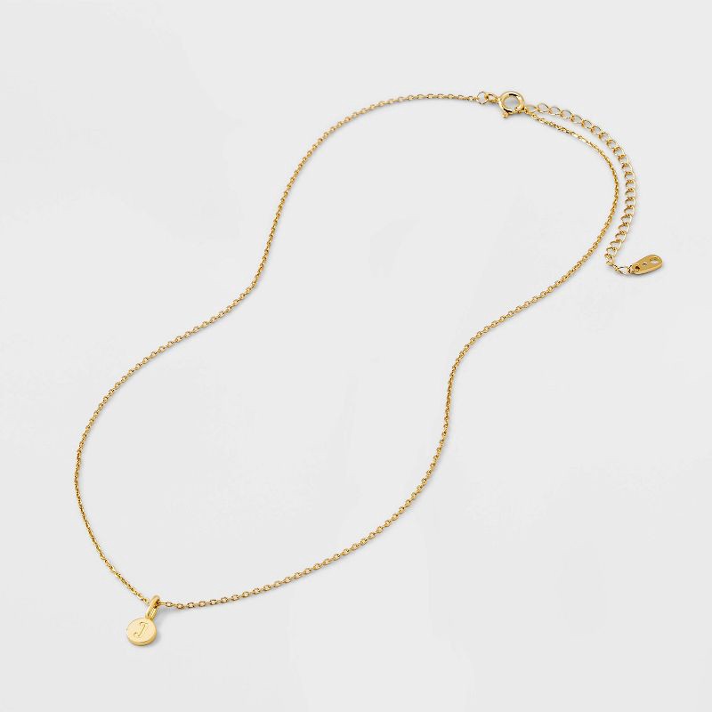 slide 3 of 4, 14K Gold Plated Round J Initial Necklace - A New Day™ Gold: Cable Chain, Spring Ring Clasp, Cubic Zirconia Stone, 1 ct